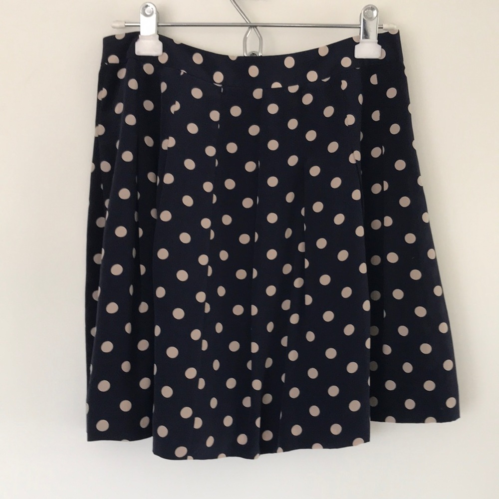 JCrew pleated polka dot skirt